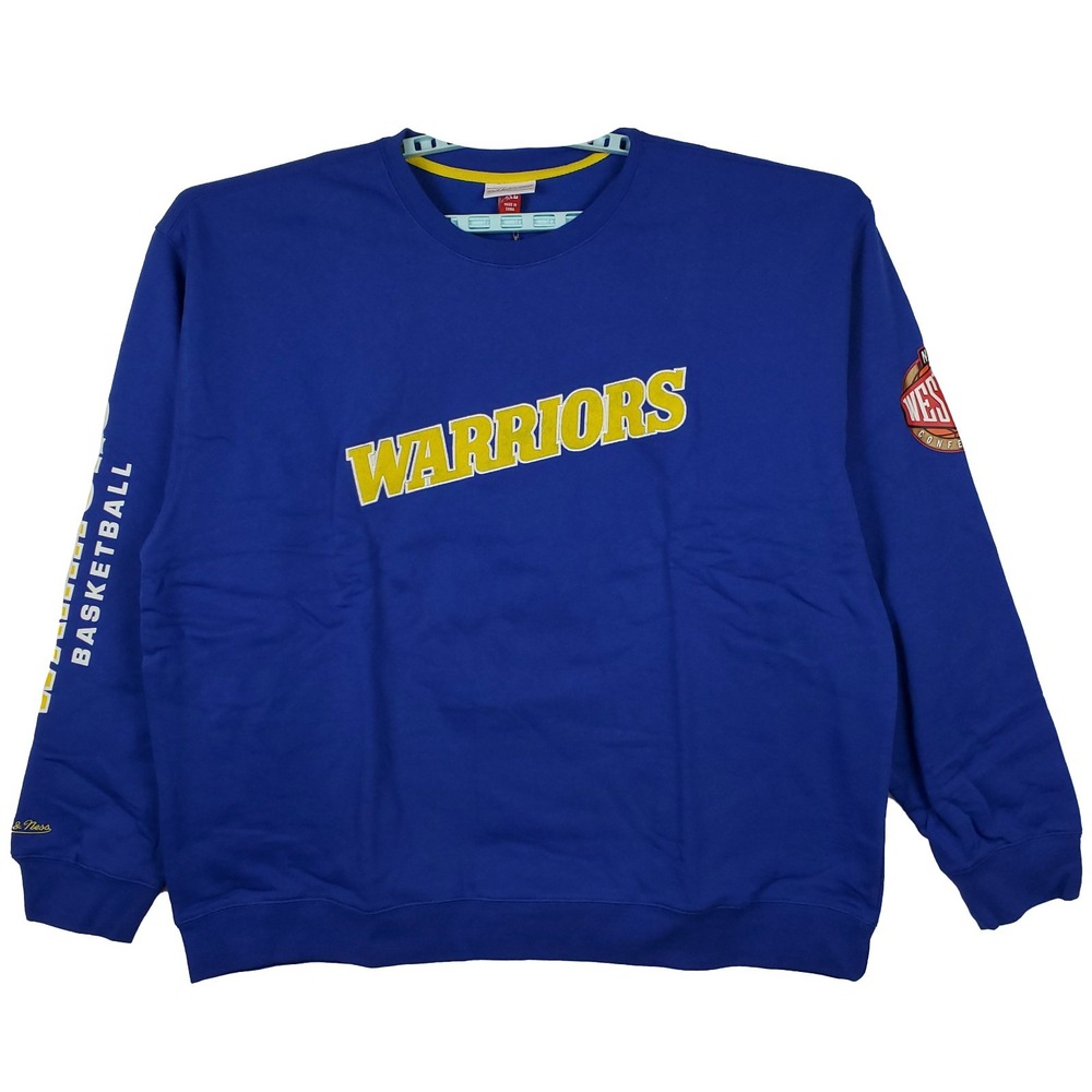 Golden State Warriors Mitchell & Ness NBA 3XL XXXL Sweatshirt‎ Sleeve Logos NWT